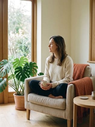 Persona en el sillón de la consulta mirando hacia la ventana